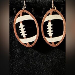 Wooden Football Earrings